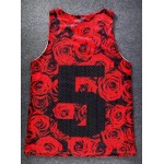 Red Black Roses 5 Net Sleeveless Mens T-shirt Vest Basketball Sports Tank Top